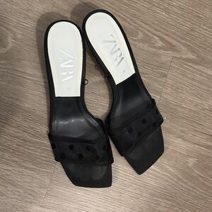 Zara Black Women's Mesh Slide Sandals